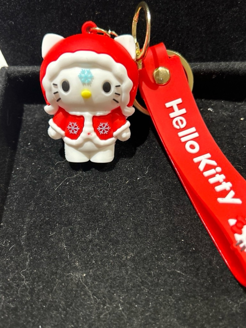 Hello Kitty Red & White Holiday Keychain Charm with Strap